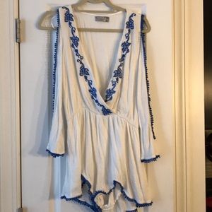 White and blue romper